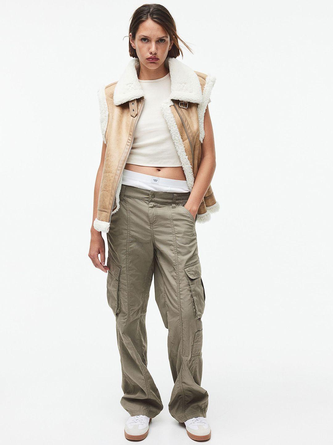 h&m women canvas cargo trousers