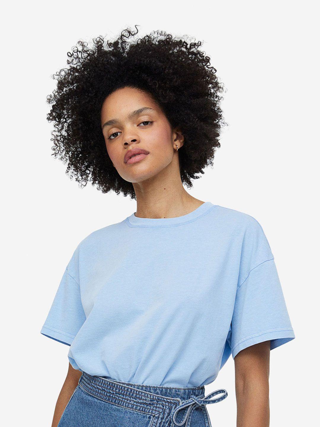 h&m women cotton washed-look t-shirt