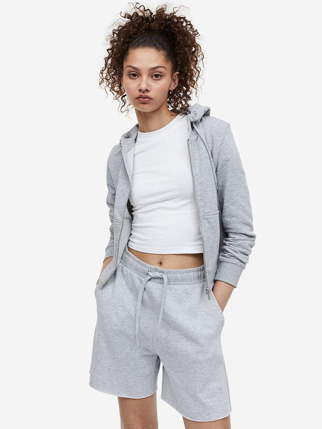 h&m women embroidered sweatshirt shorts