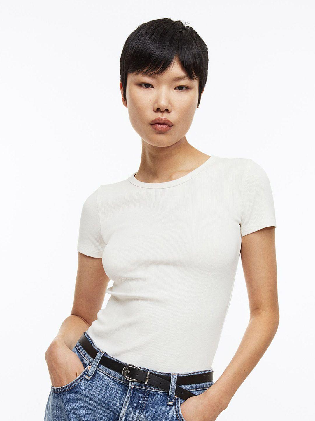 h&m women fitted ribbed top