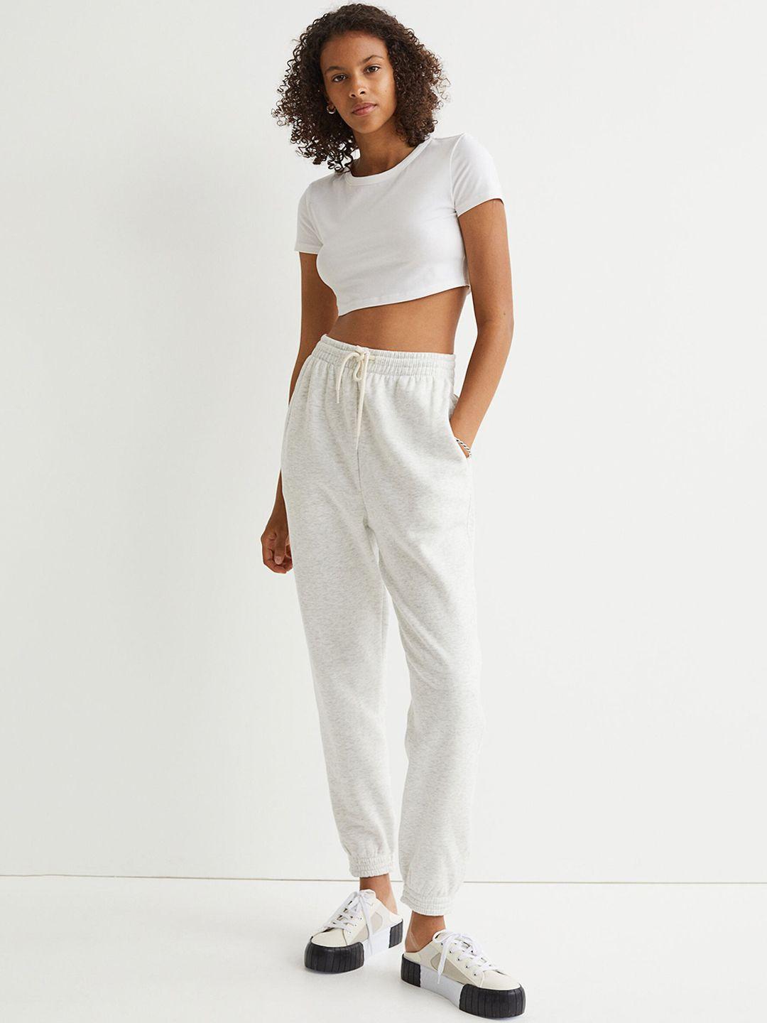 h&m women grey high-waisted joggers