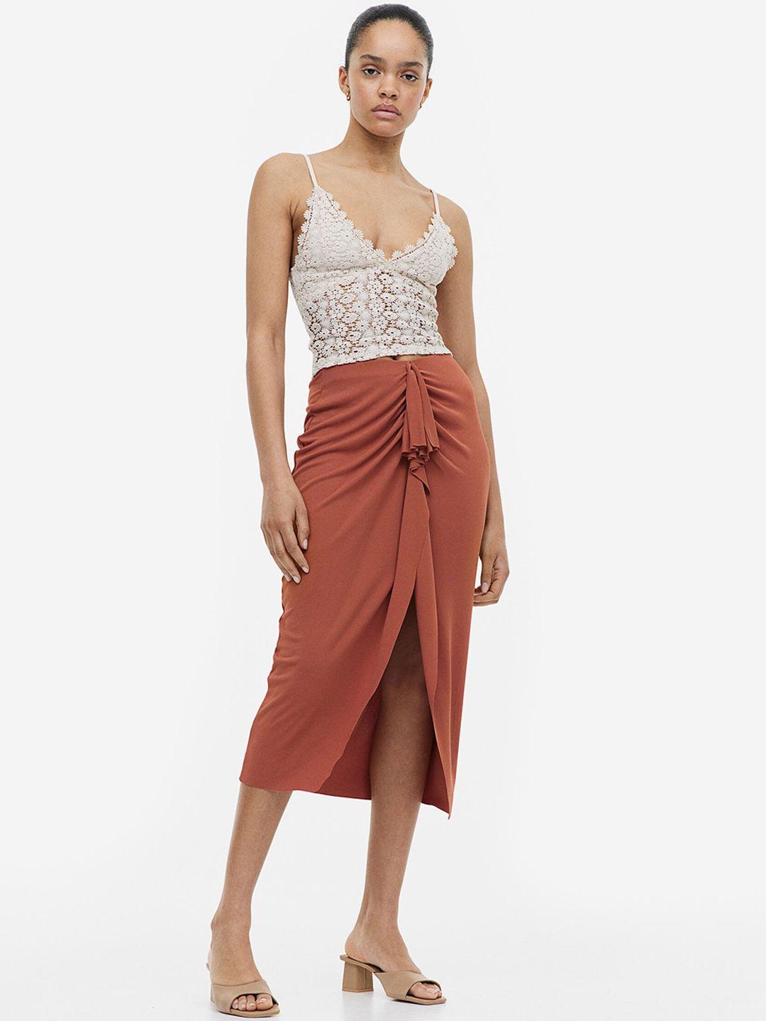 h&m women gusset-panel jersey wrap skirt