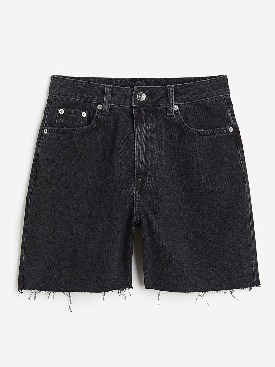 h&m women high-waist denim bermuda shorts