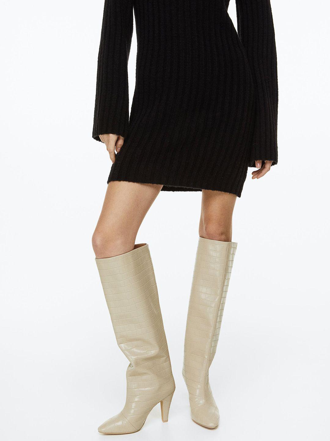 h&m women knee-high heeled boots