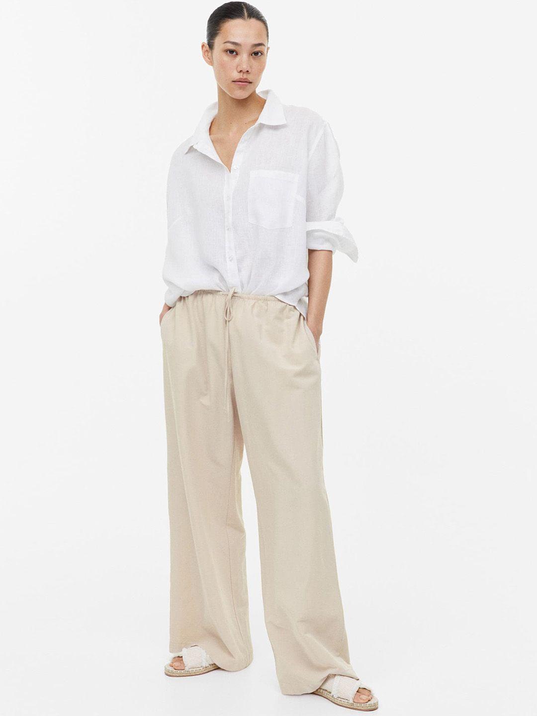 h&m women linen-blend trousers