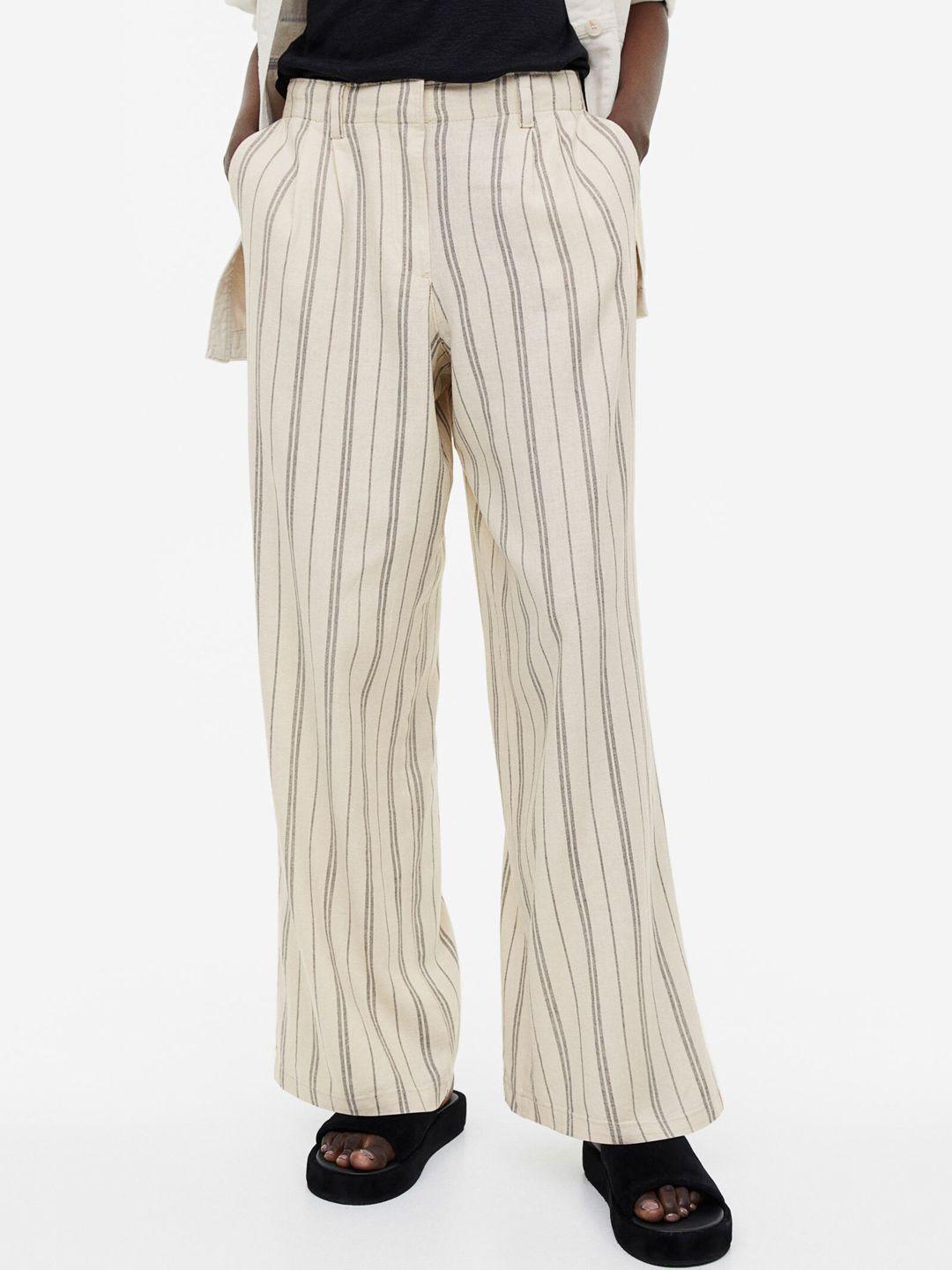h&m women linen-blend trousers