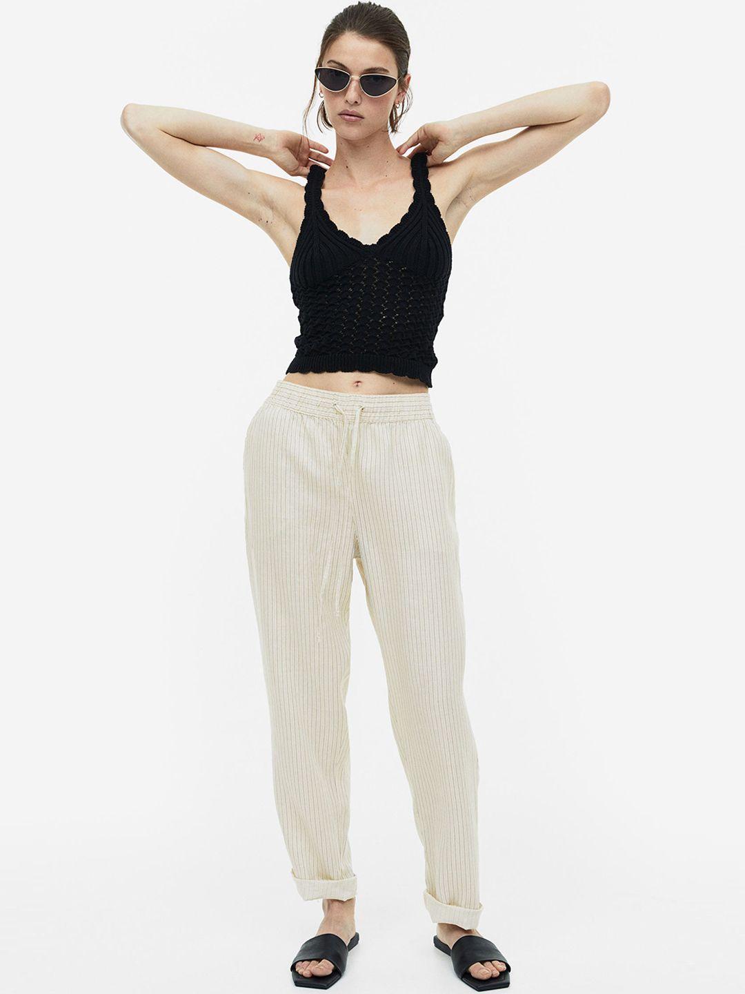 h&m women linen joggers