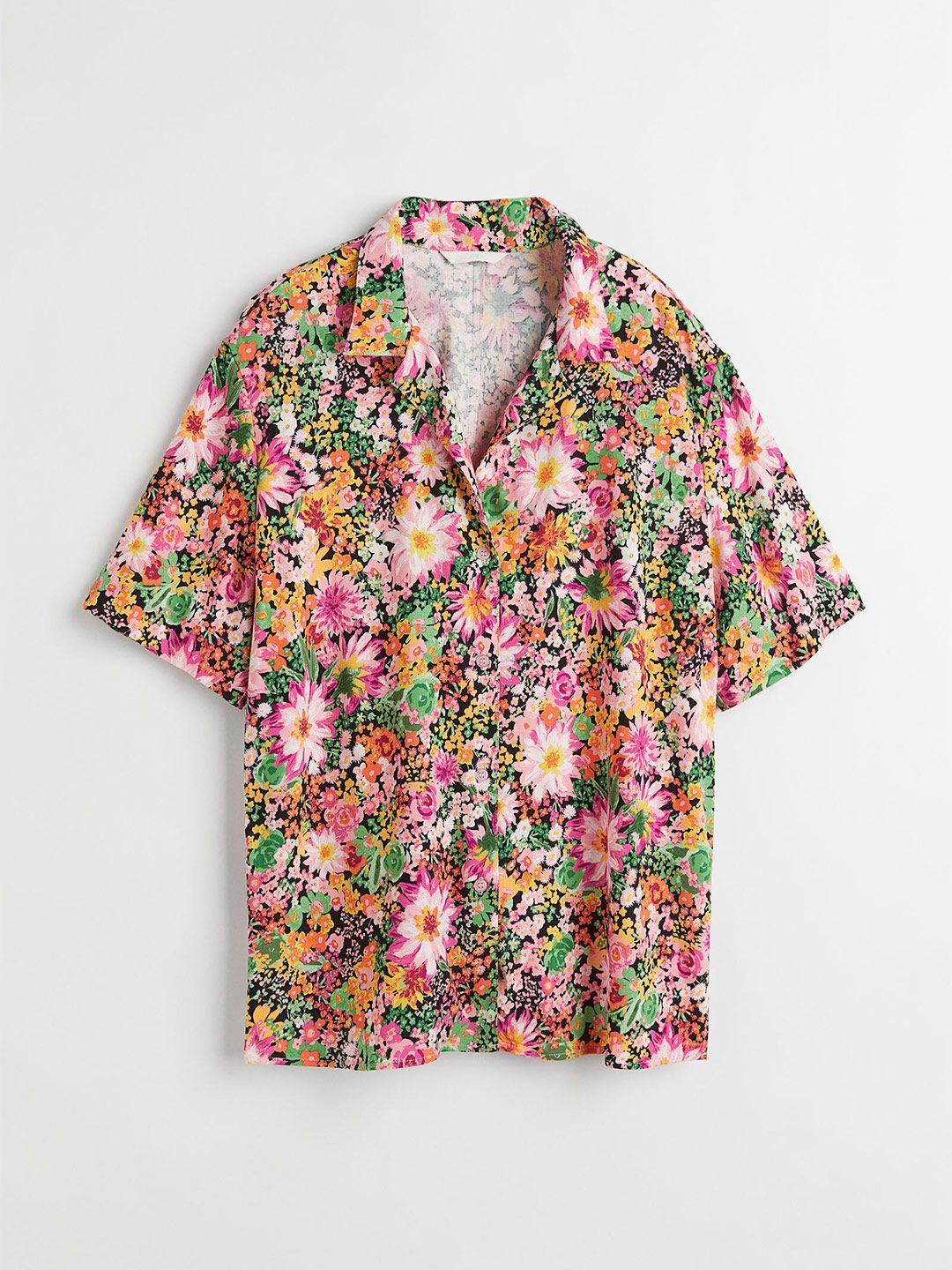 h&m women multicolored patterned resort shirt