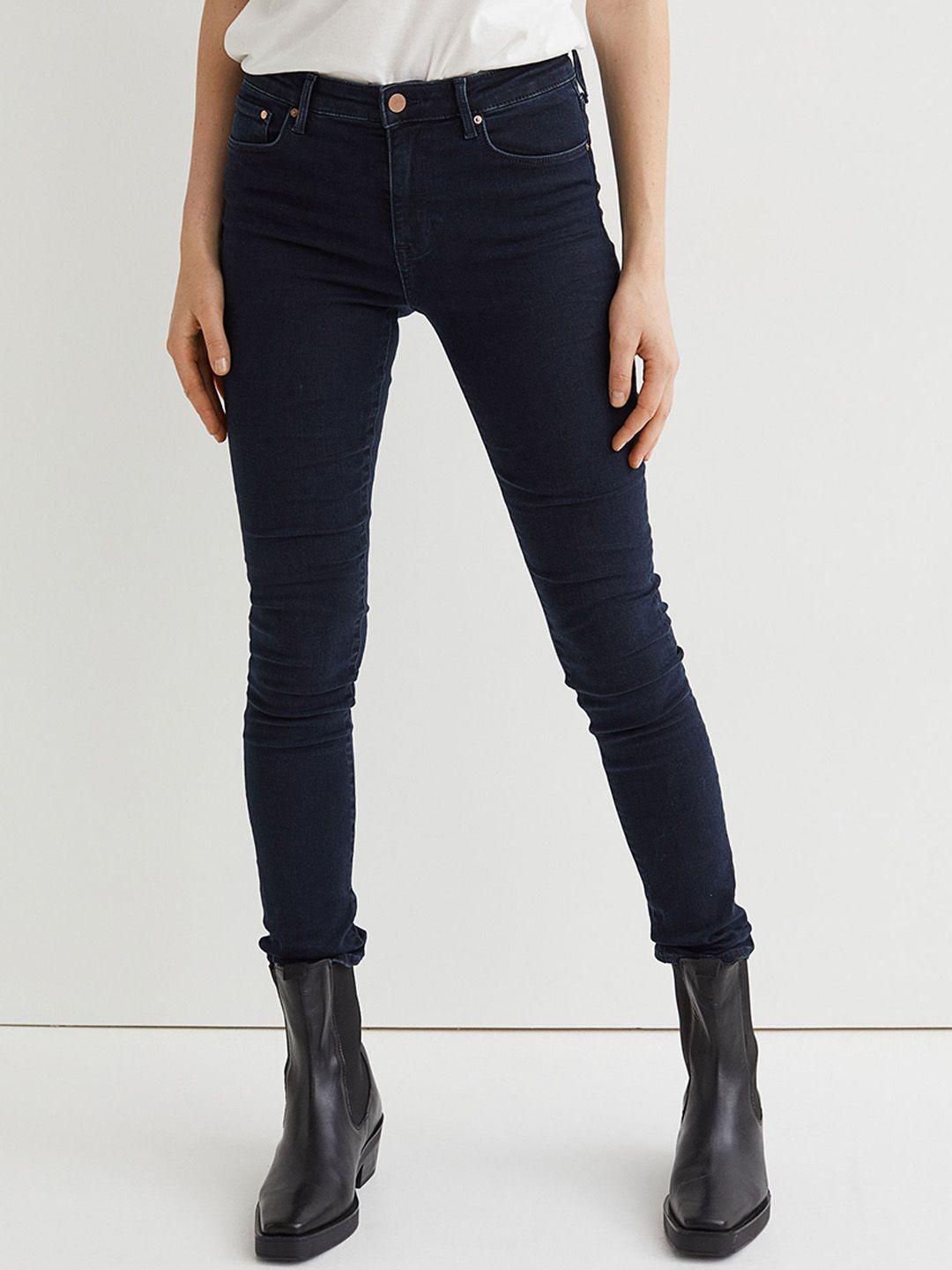 h&m women navy blue shaping skinny regular jeans