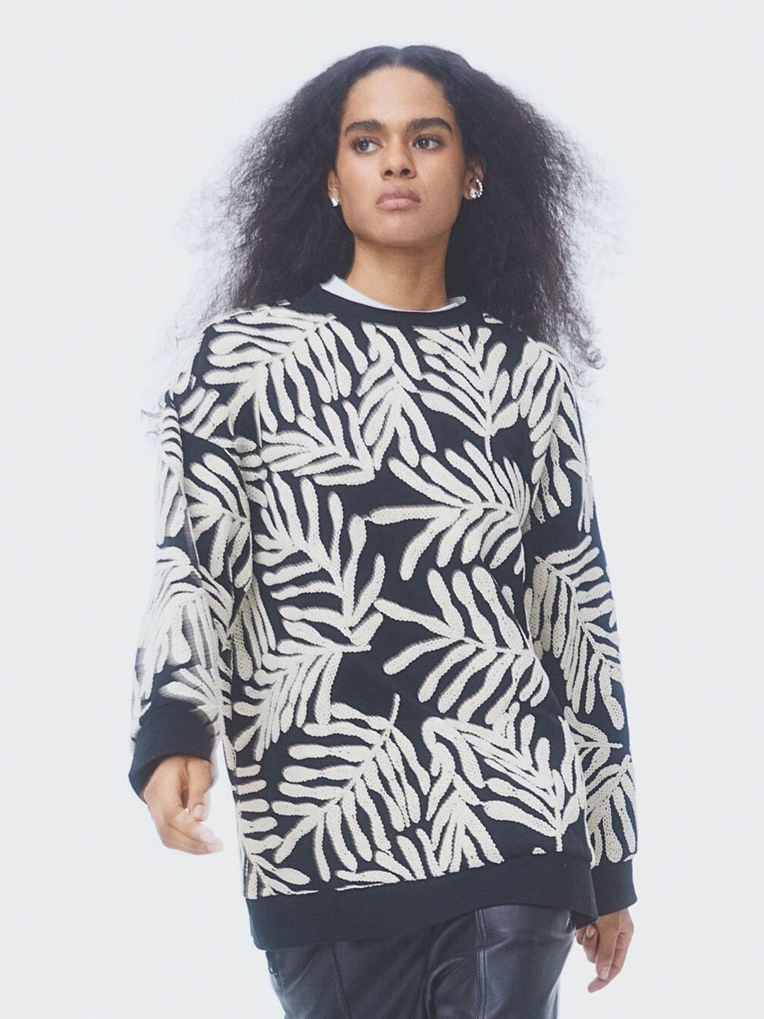 h&m women oversized embroidered sweatshirt
