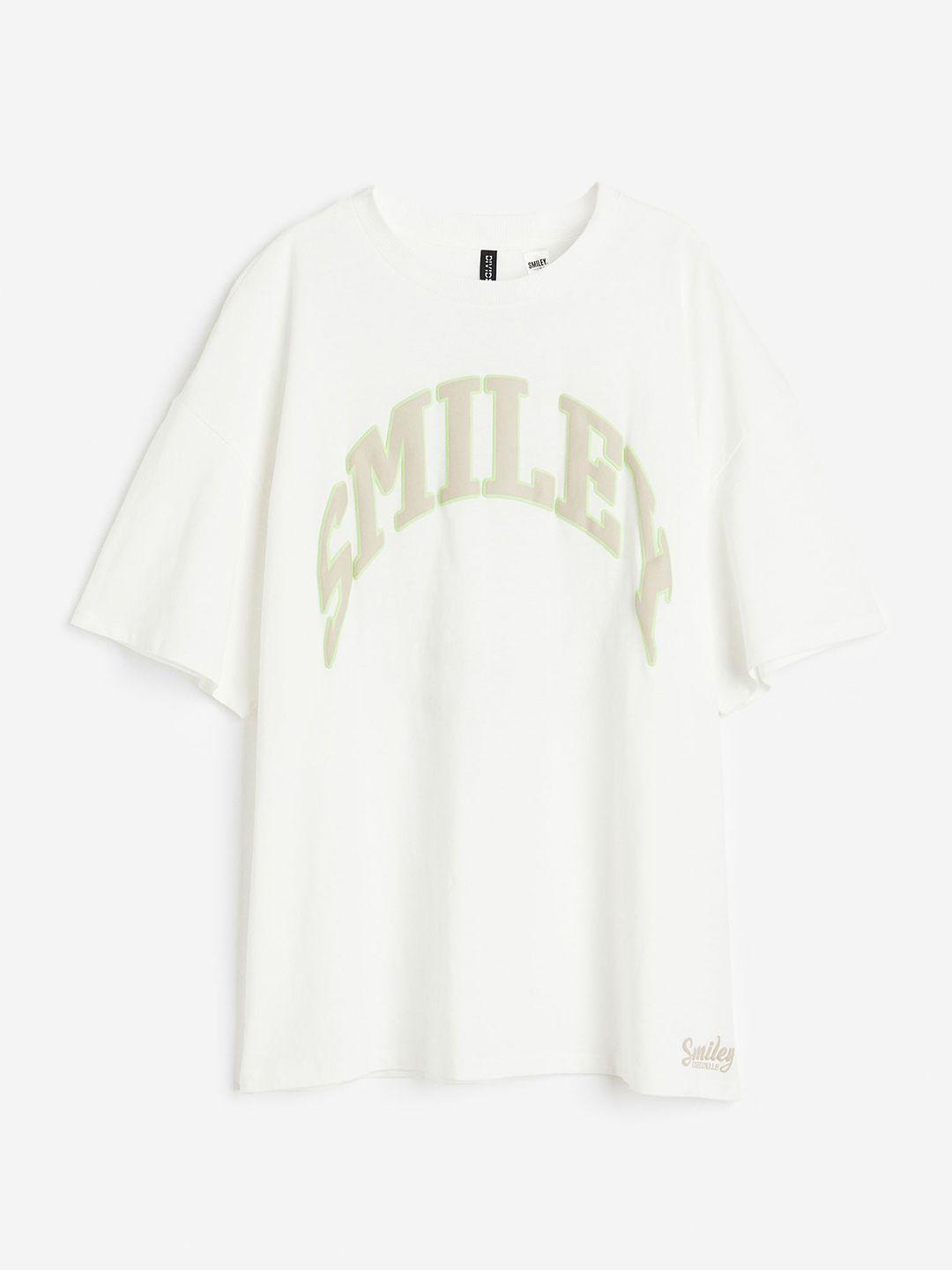 h&m women oversized printed pure cotton t-shirt