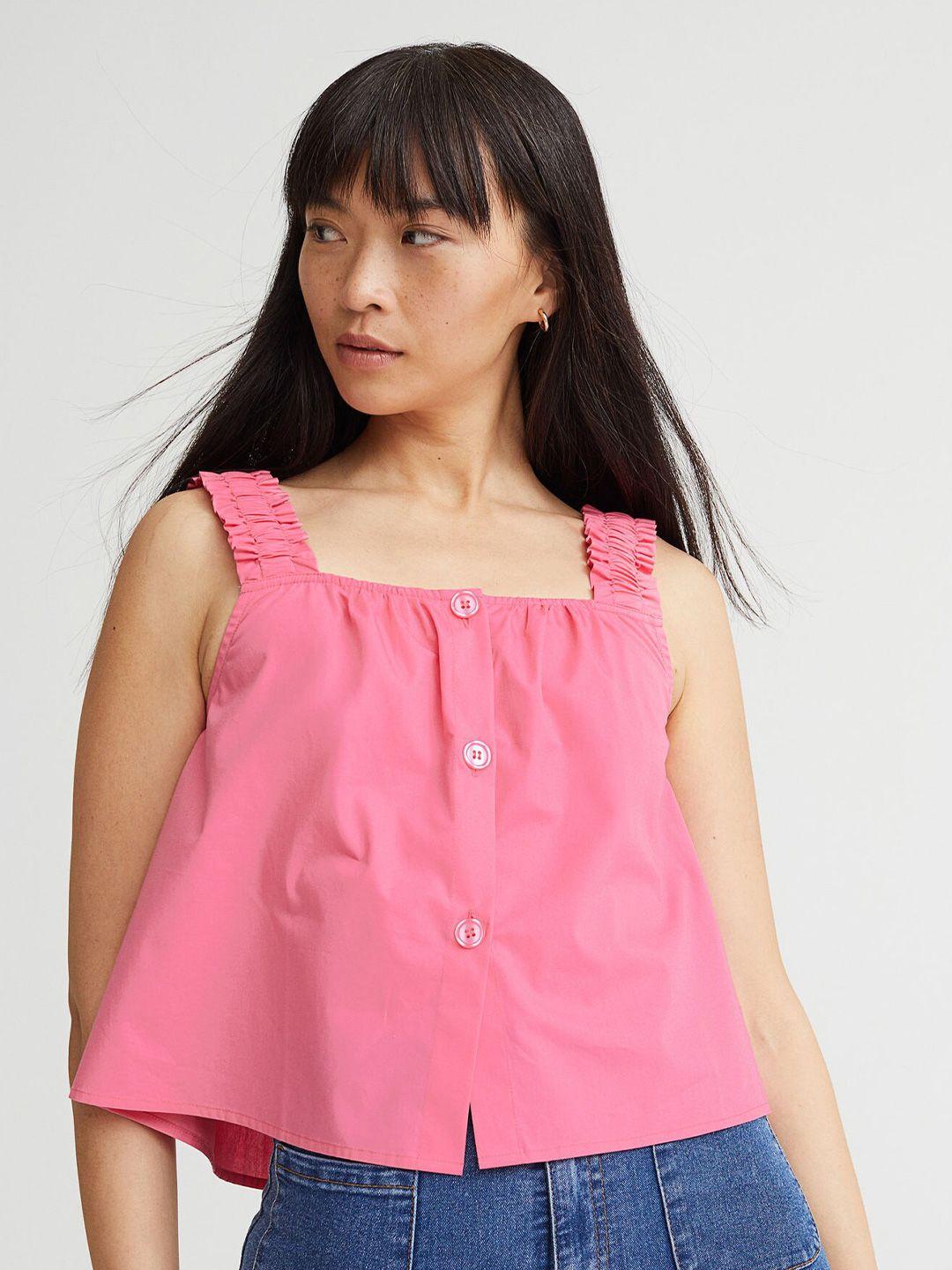 h&m women pink cotton top