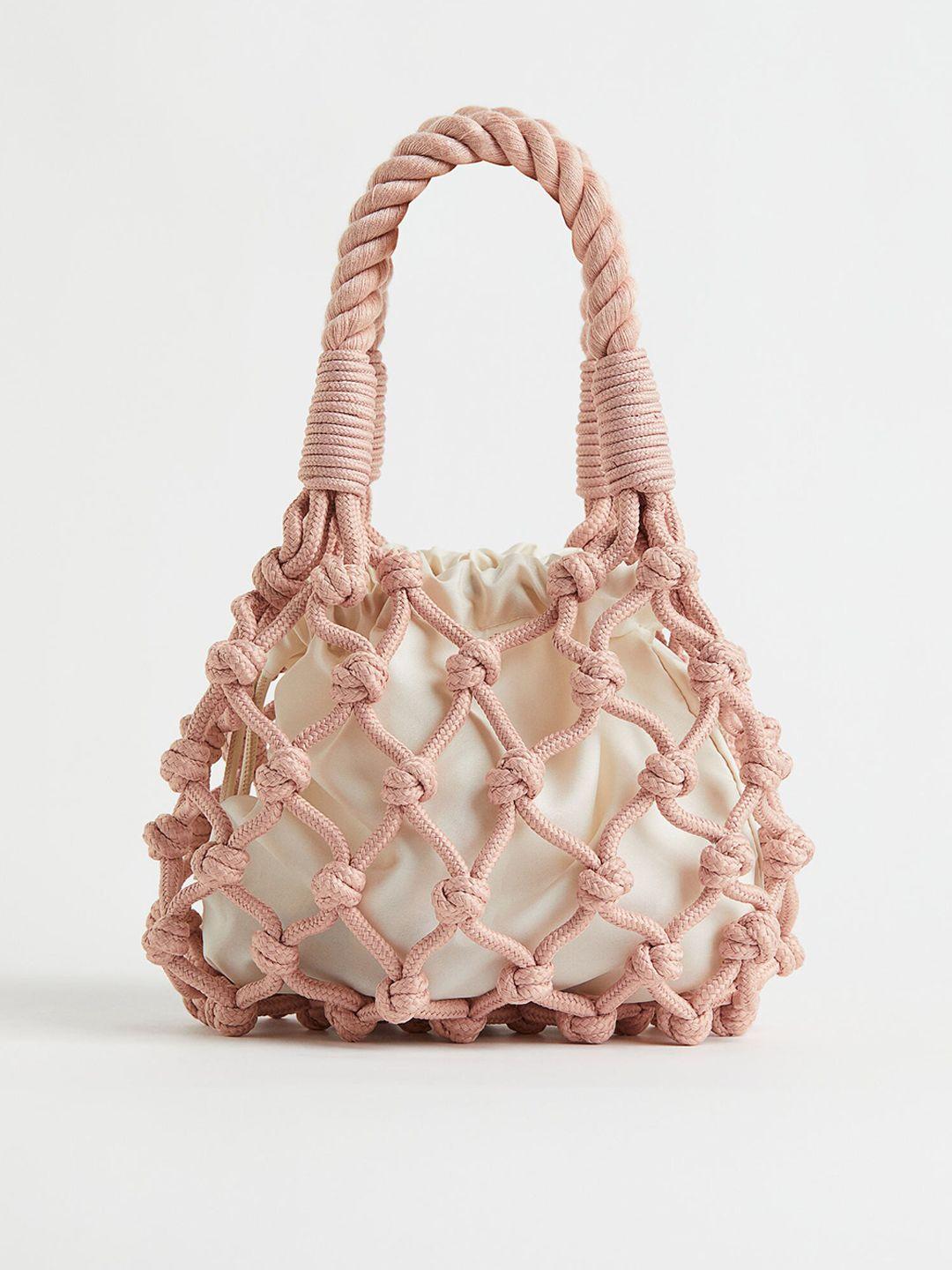 h&m women pink self design pouch bag