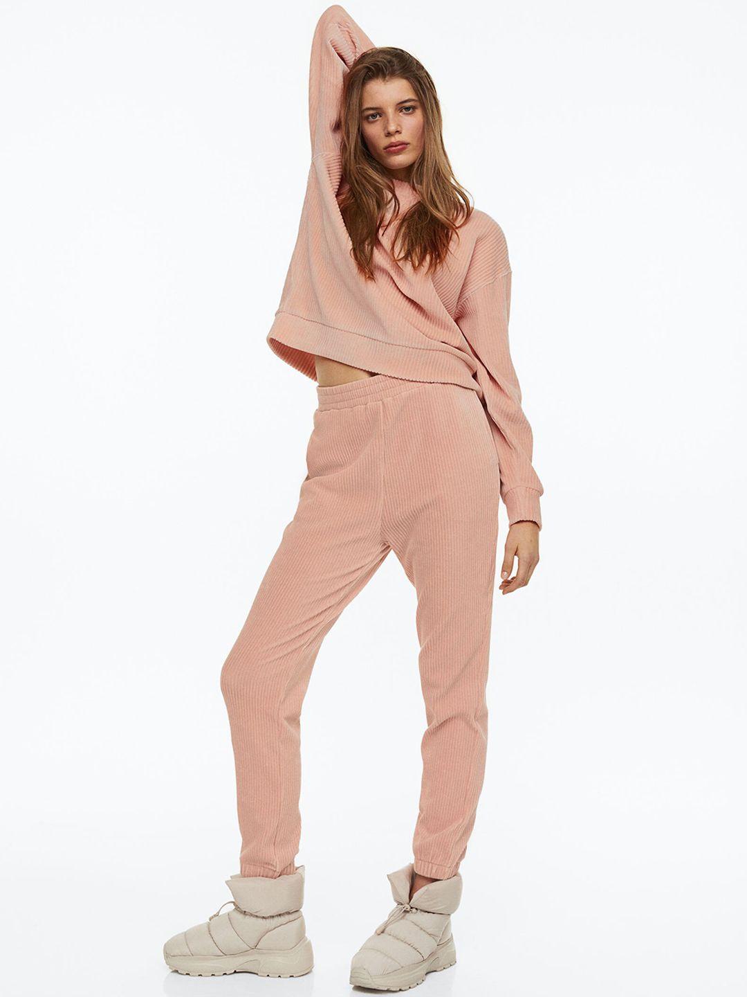 h&m women pink velour joggers