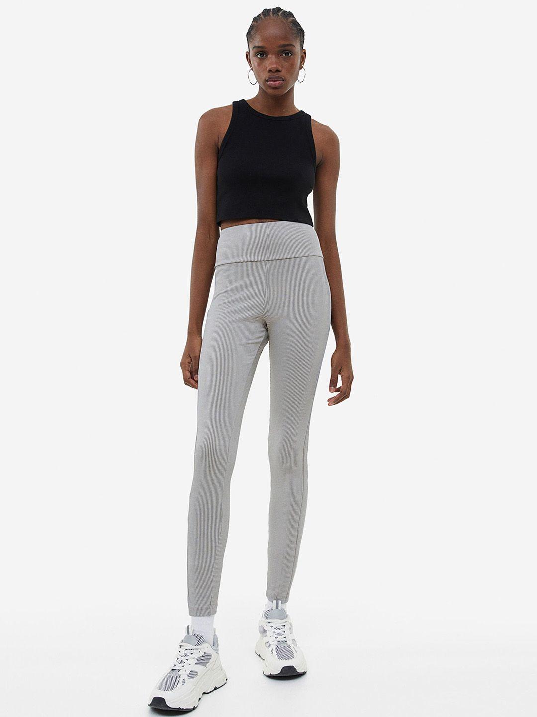 h&m women pocket-detail ribbed leggings