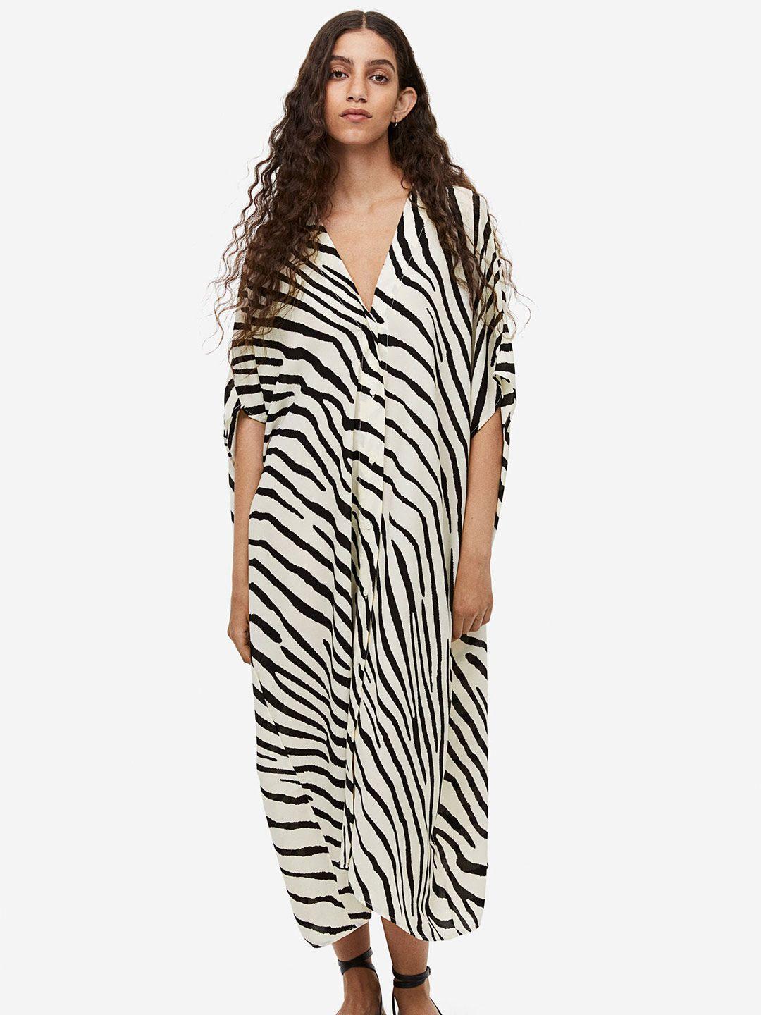 h&m women printed oversized kaftan nightdress