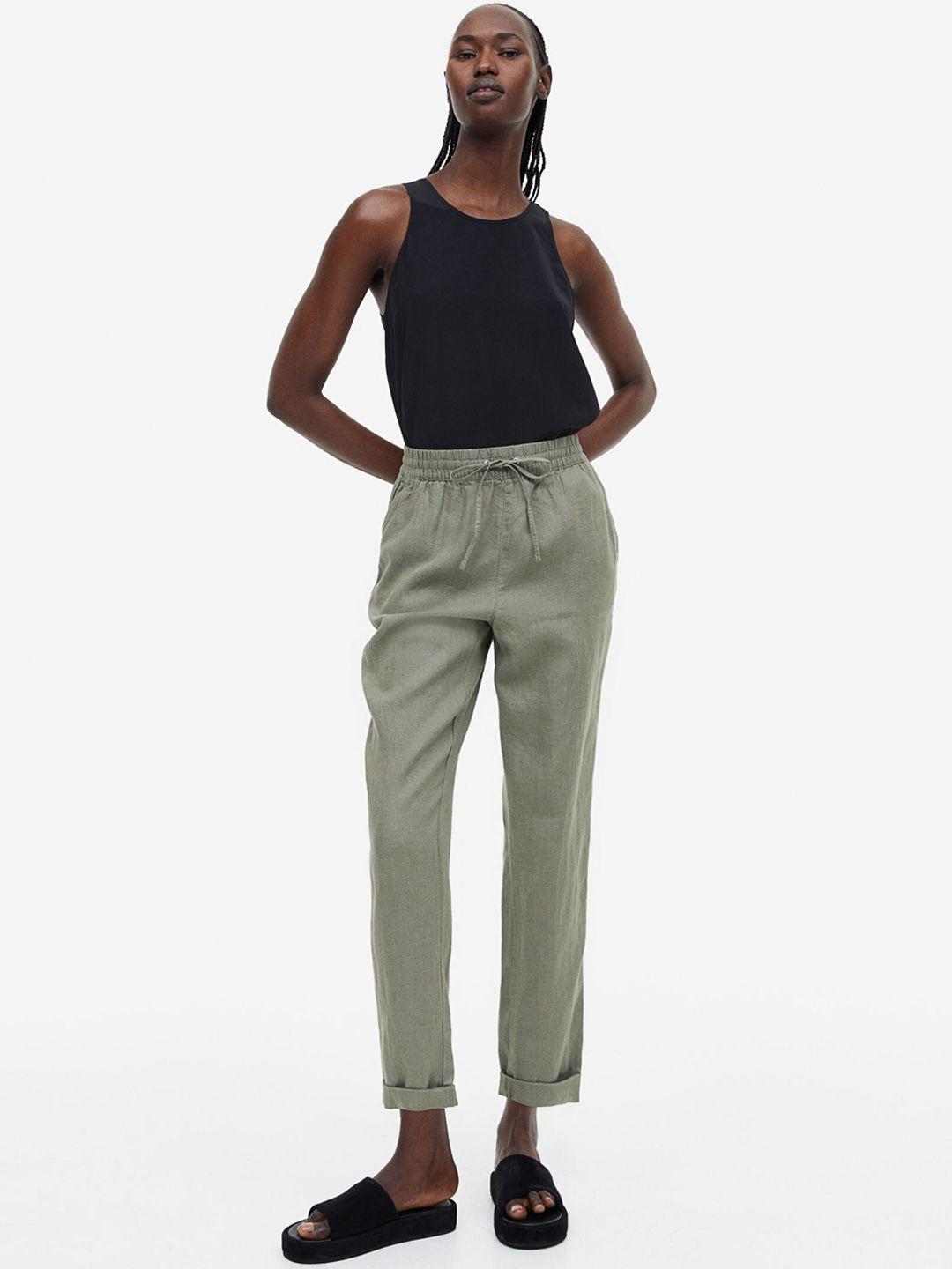 h&m women pure linen joggers