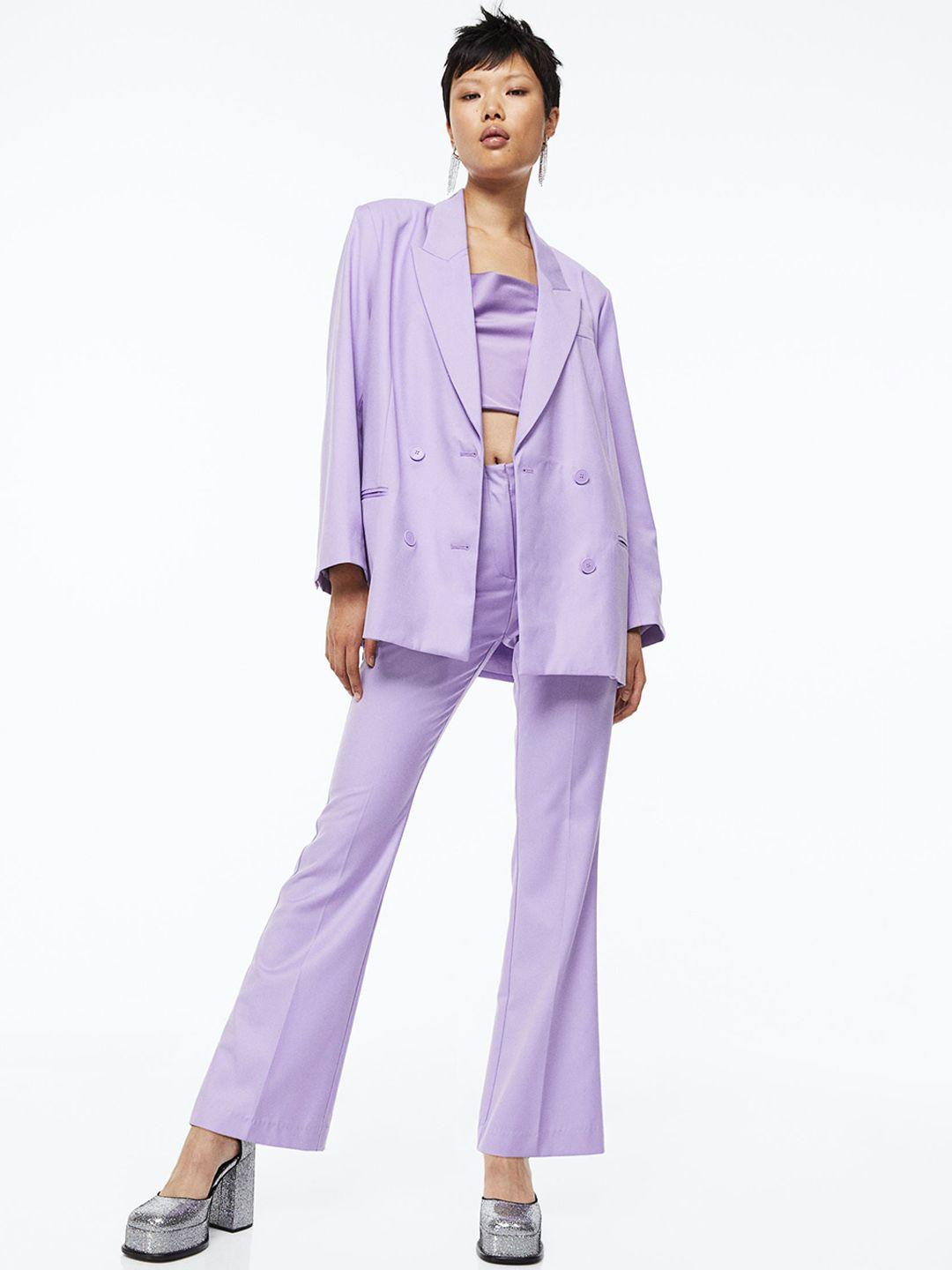 h&m women purple flared trousers