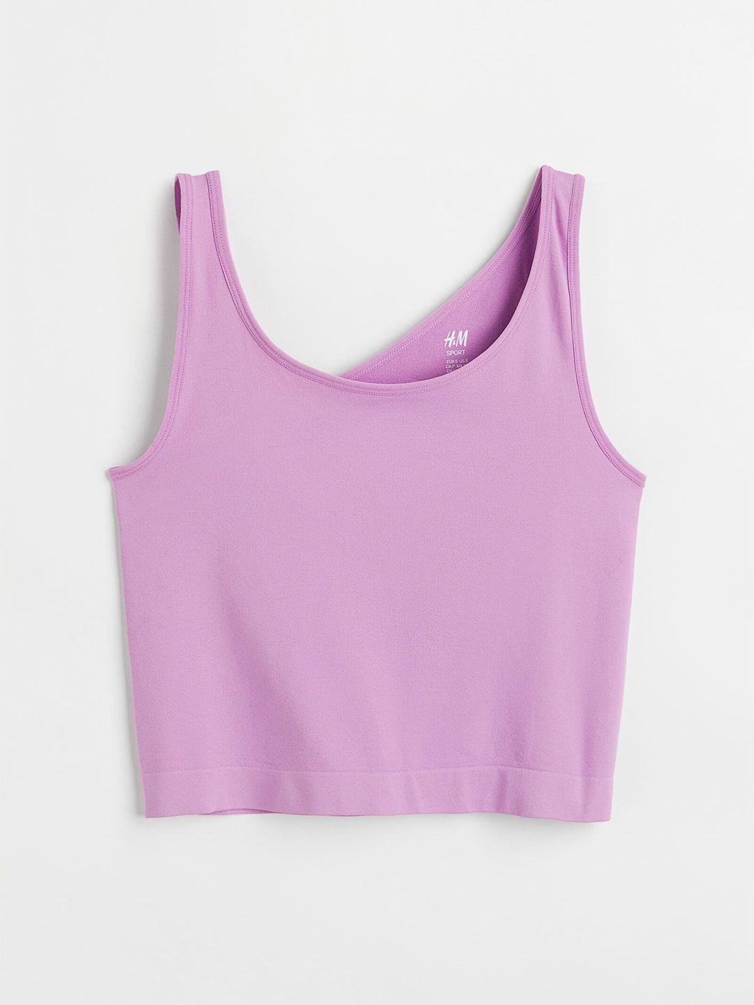 h&m women purple seamless sports top