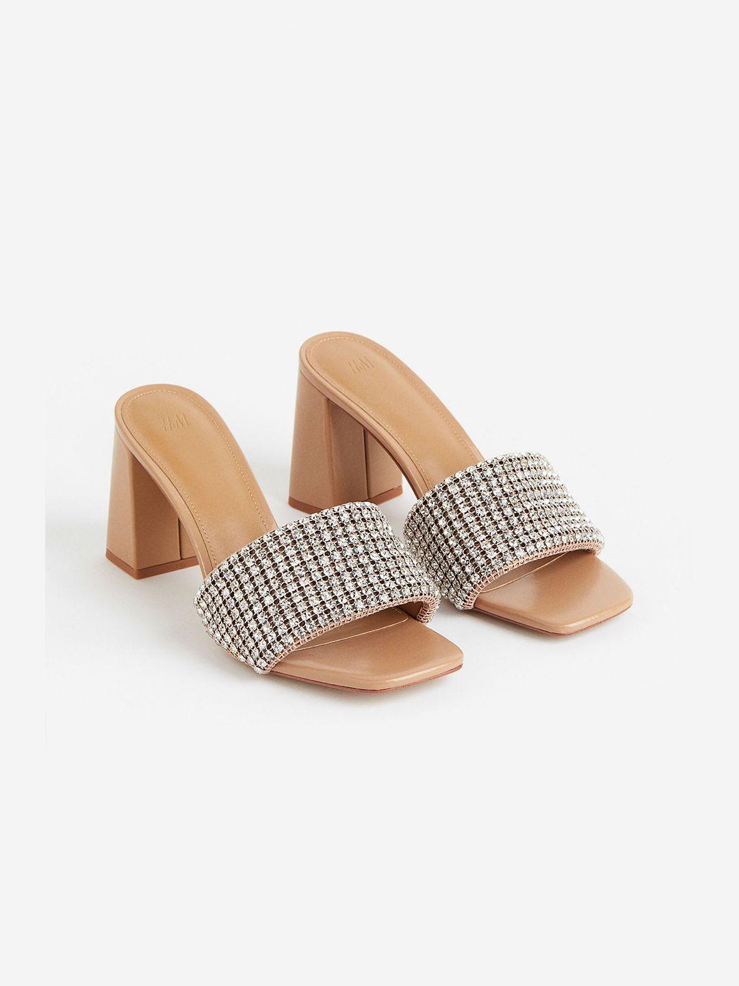 h&m women rhinestone-embellished mules