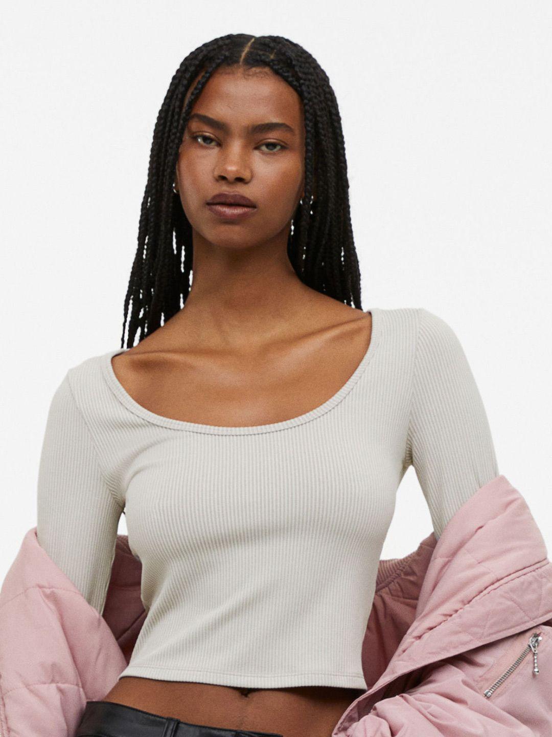 h&m women ribbed jersey top