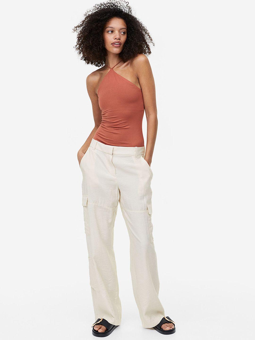 h&m women satin cargo trousers