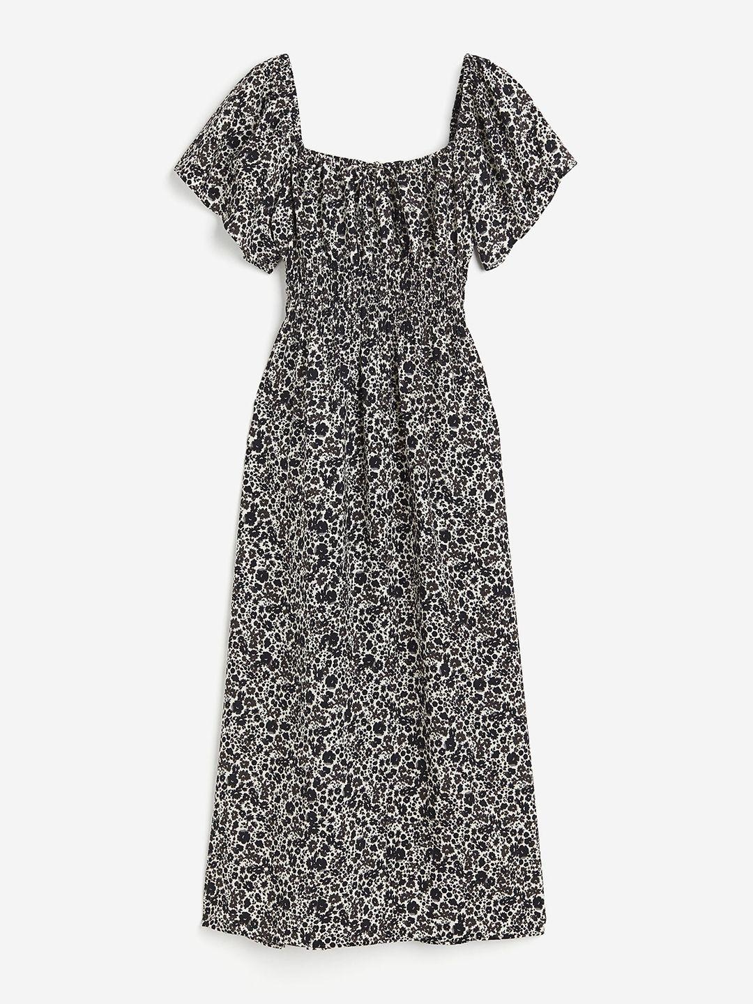 h&m women smocked-waist midi dress