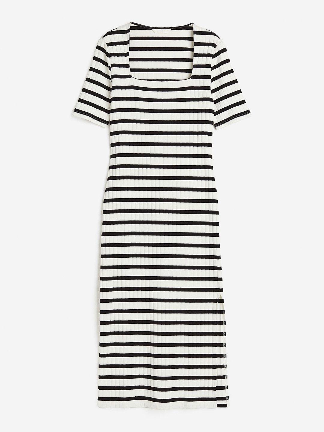 h&m women square-neck bodycon dress