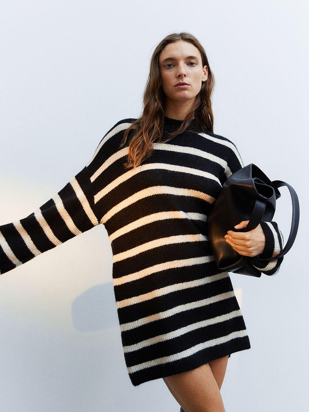 h&m women striped knitted dress