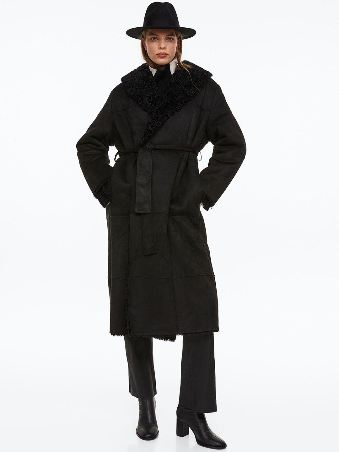 h&m women tie-belt coat