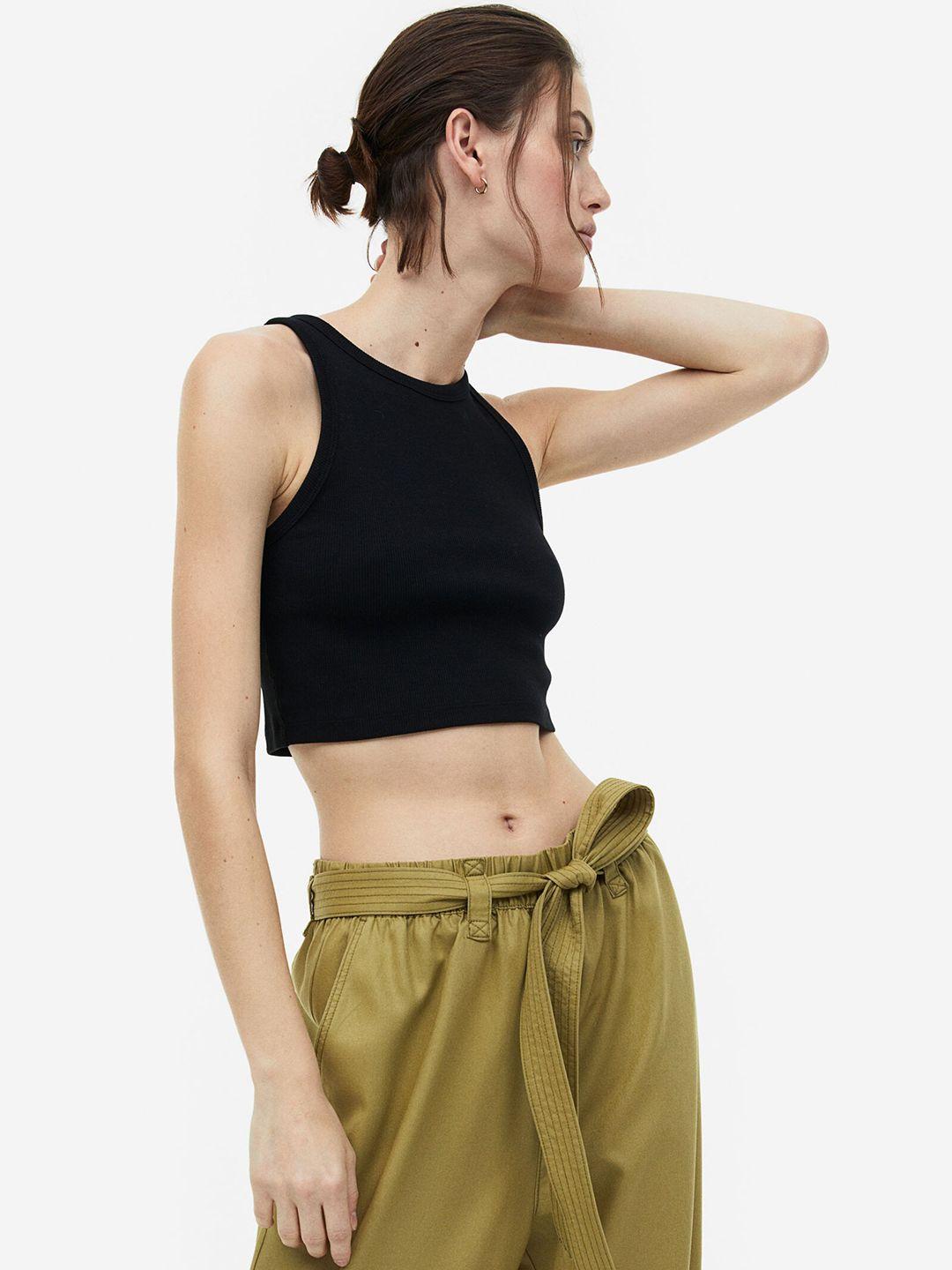 h&m women tie-belt lyocell trousers