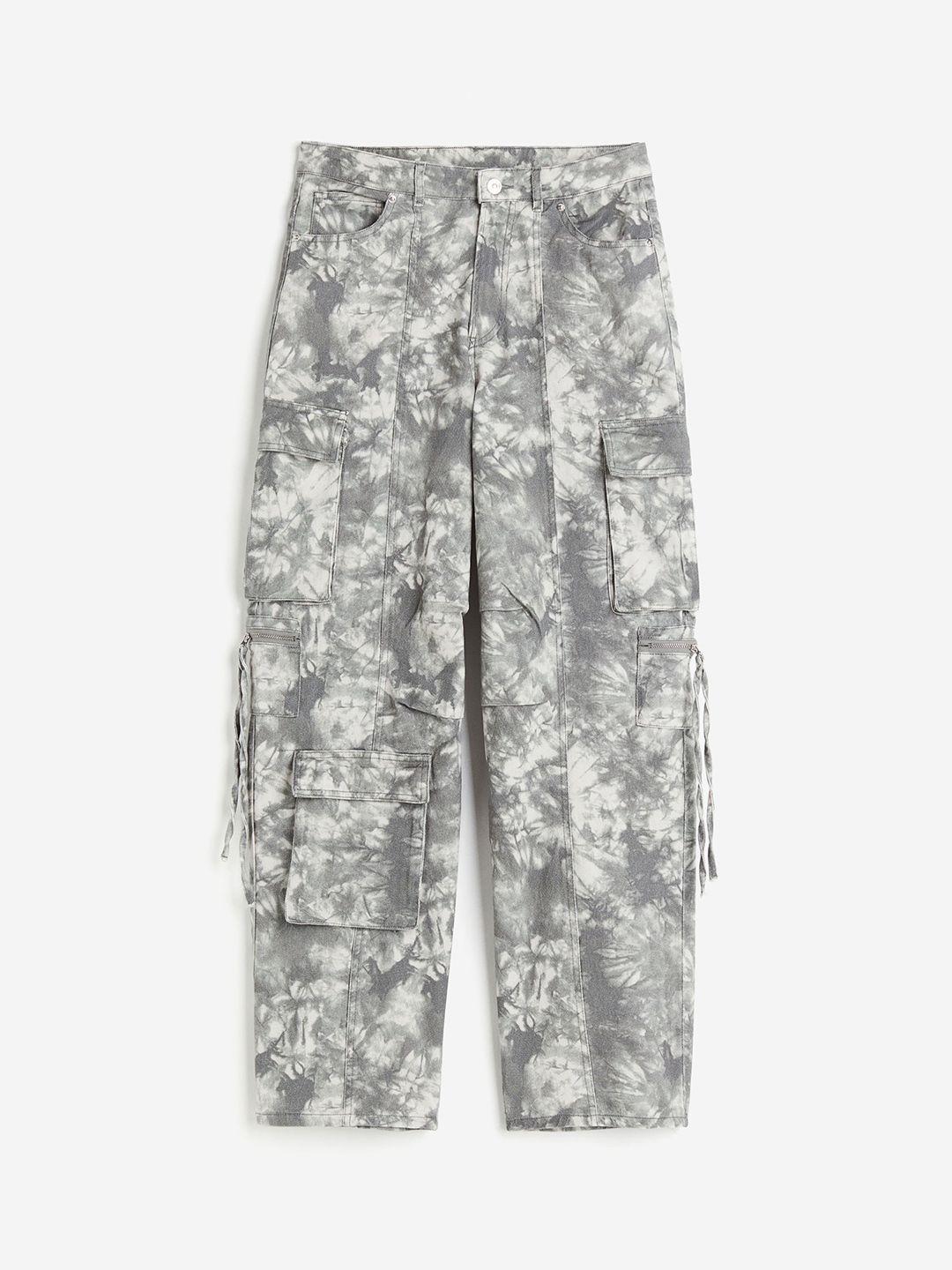 h&m women twill cargo pure cotton trousers