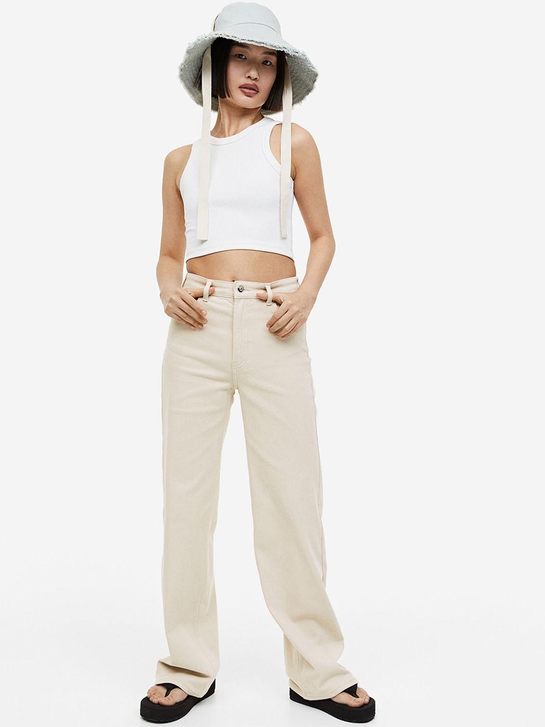 h&m women twill wide leg trousers