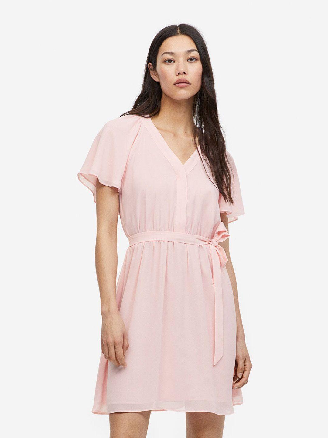 h&m women v-neck chiffon dress