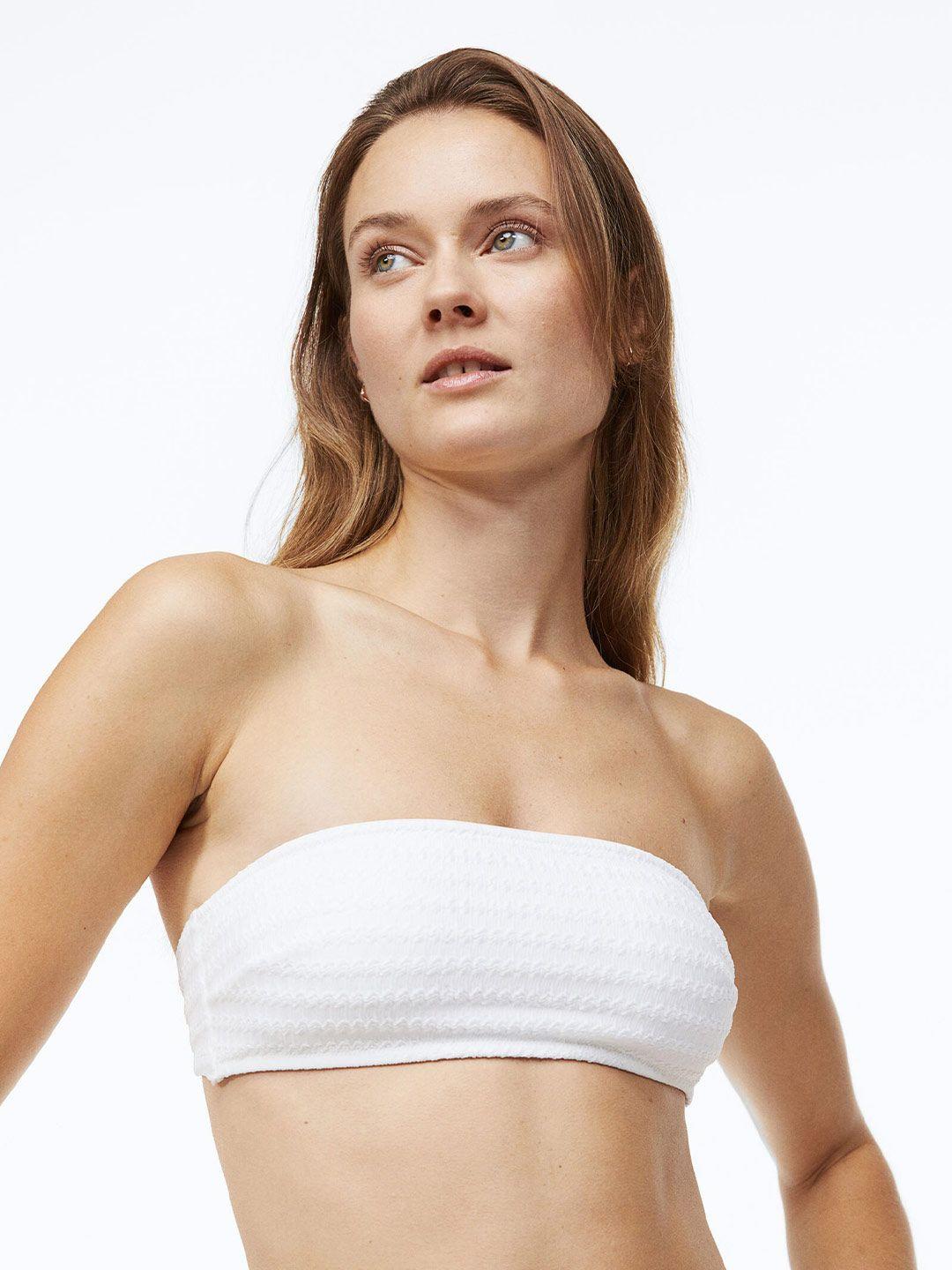 h&m women white padded bandeau bikini top