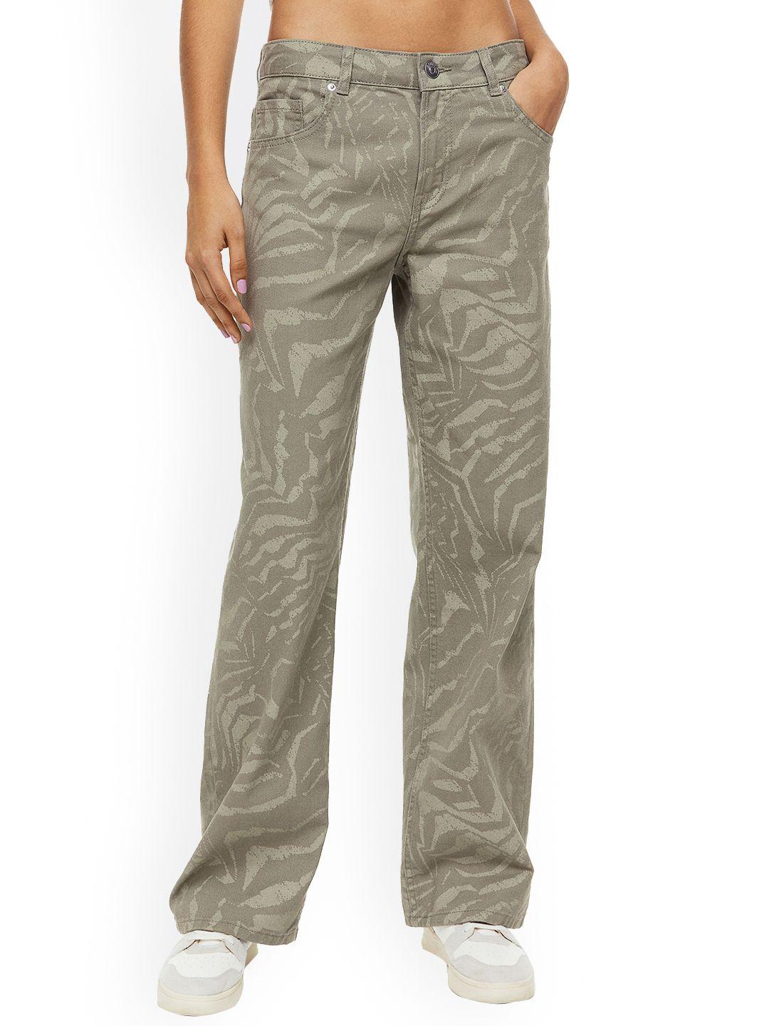 h&m women wide twill trousers