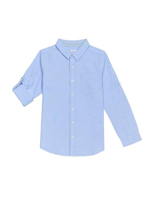 h by hamleys boys blue solid full sleeves shirt