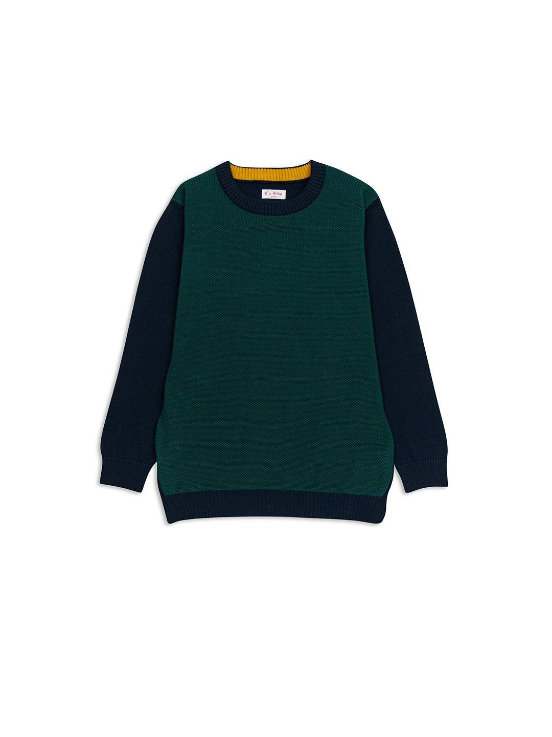 h by hamleys boys colourblocked cotton pullover sweater