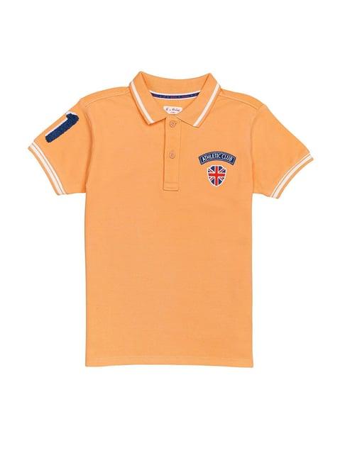 h by hamleys boys light orange solid polo t-shirt