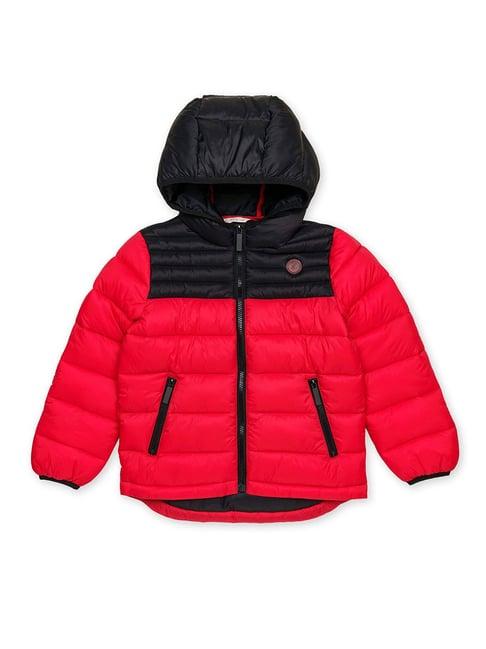 h by hamleys boys red color block full sleeves jacket