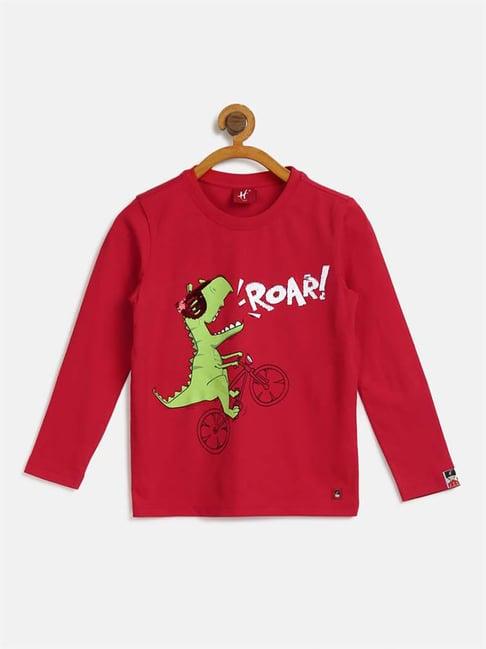 h by hamleys boys red embellished full sleeves t-shirt