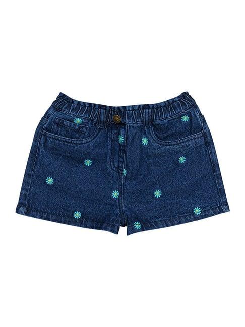 h by hamleys girls dark blue embroidered shorts