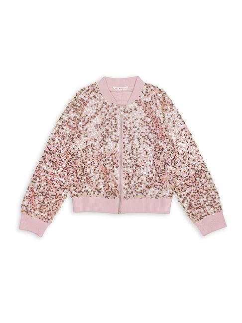 h by hamleys girls pink embellished full sleeves jacket