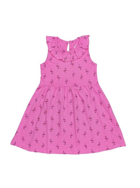 h by hamleys girls pink printed a line dress