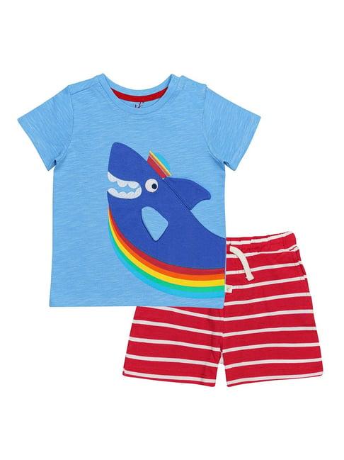 h by hamleys infants boys blue & red printed t-shirt with shorts
