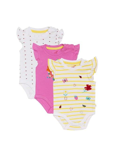 h by hamleys infants boys multicolor printed bodysuit (pack of 3)