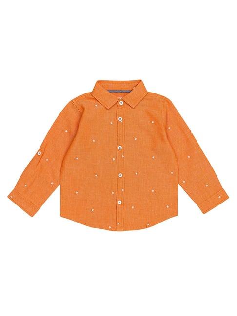 h by hamleys infants boys orange embroidered full sleeves shirt