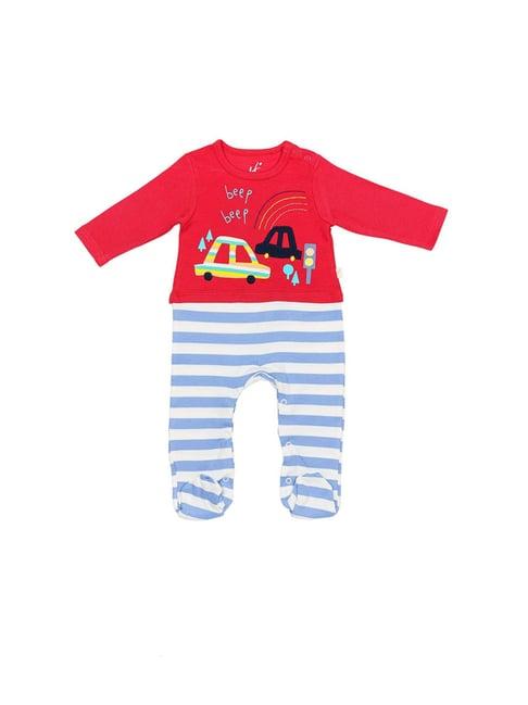 h by hamleys infants boys red & white printed full sleeves sleepsuit