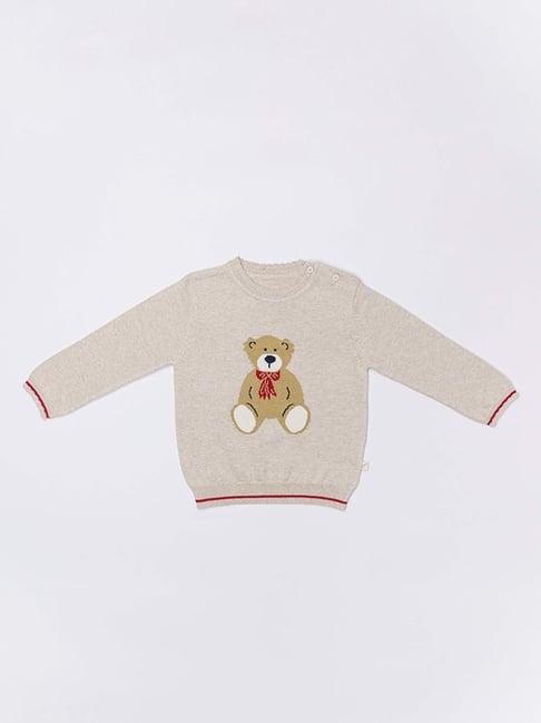 h by hamleys infants girls beige self design full sleeves sweater