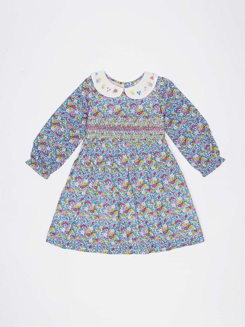 h by hamleys infants girls multicolor floral print full sleeves a line dress